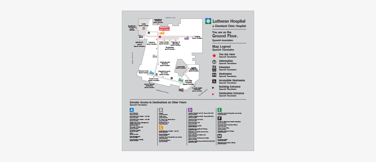 Lutheran Hospital Campus Map Hospital Wayfinding Design Case Study, Lutheran Hospital