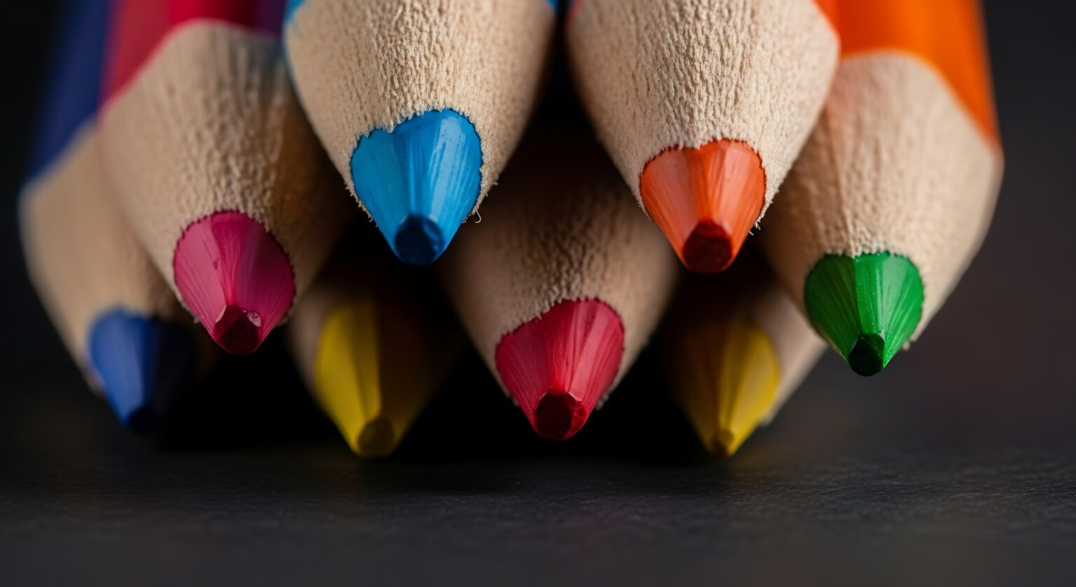 Close-up of colorful pencils representing creativity and design strategy in municipal branding.